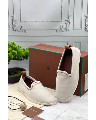 Мужские замшевые лоферы Loro Piana Venice Walk - Beige