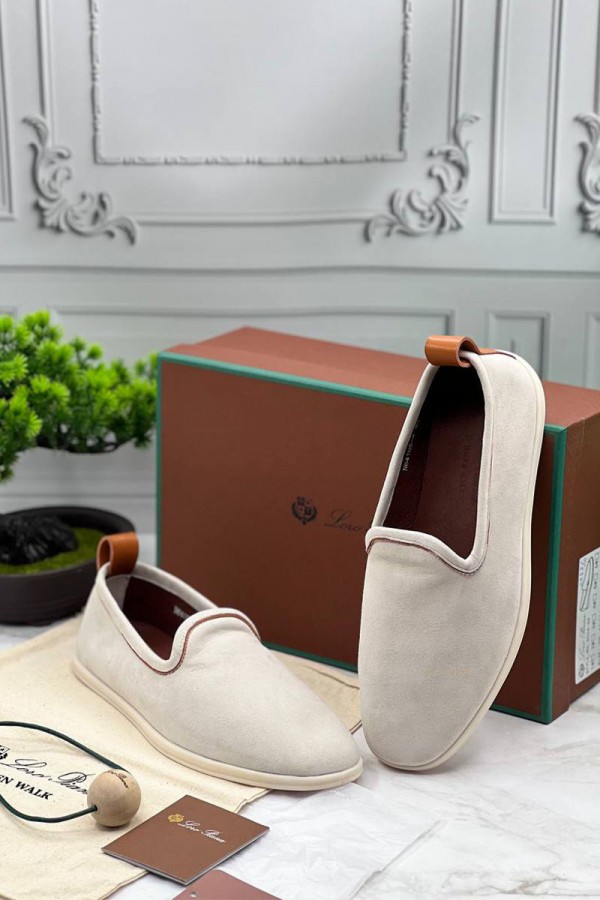 Мужские замшевые лоферы Loro Piana Venice Walk - Beige