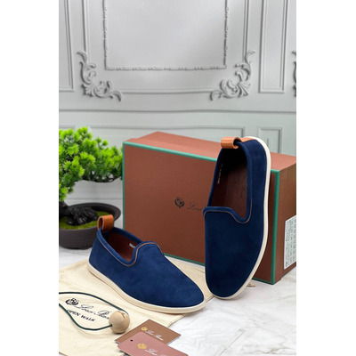 Мужские замшевые лоферы Loro Piana Venice Walk - Blue