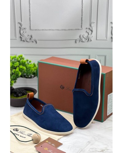 Мужские замшевые лоферы Loro Piana Venice Walk - Blue