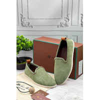 Мужские замшевые лоферы Loro Piana Venice Walk - Green