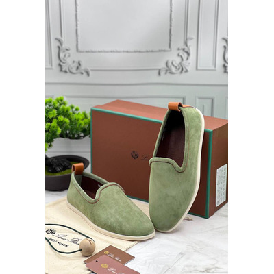 Мужские замшевые лоферы Loro Piana Venice Walk - Green