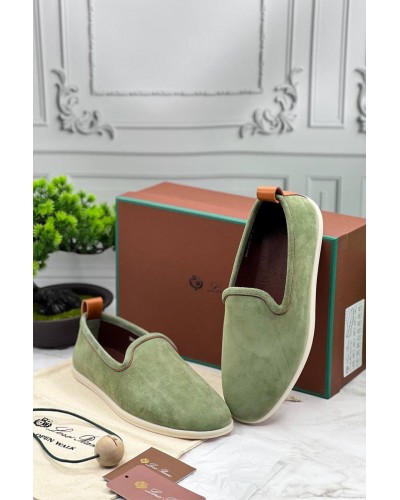 Мужские замшевые лоферы Loro Piana Venice Walk - Green