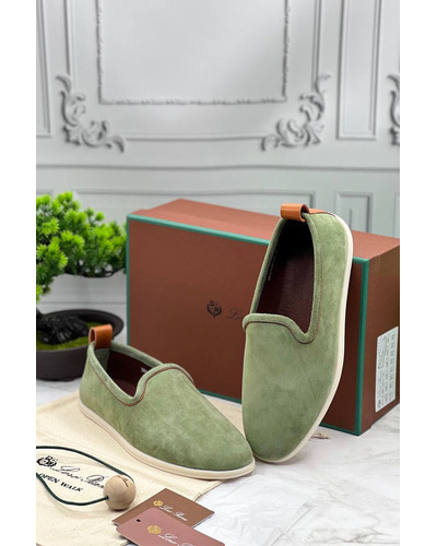 Мужские замшевые лоферы Loro Piana Venice Walk - Green