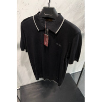 Мужское чёрное поло Loro Piana zip-neck