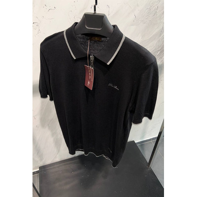 Мужское чёрное поло Loro Piana zip-neck