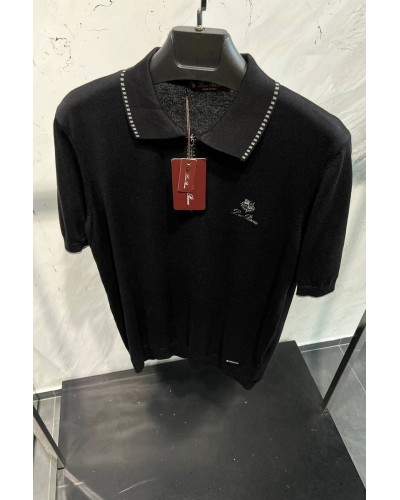 Мужское поло Loro Piana zip-neck - Black