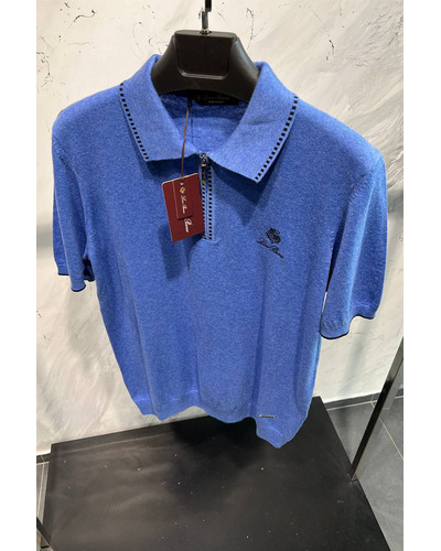 Мужское поло Loro Piana zip-neck - Blue