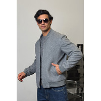 Мужской бомбер Loro Piana серого цвета