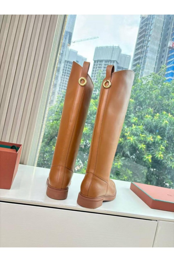 Женские кожаные сапоги Loro Piana premium - Chestnut