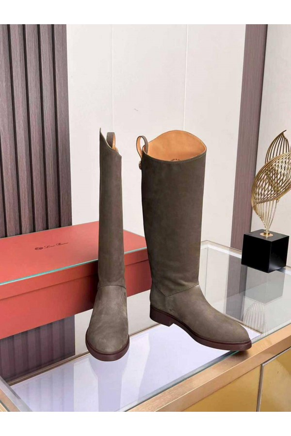 Женские замшевые сапоги Loro Piana premium - Grey