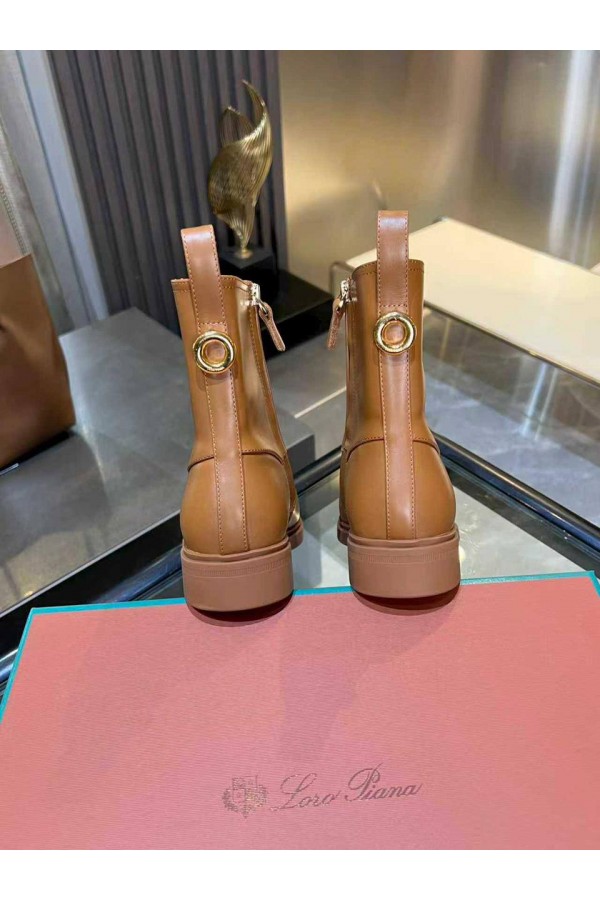 Женские кожаные сапоги Loro Piana premium - Chestnut