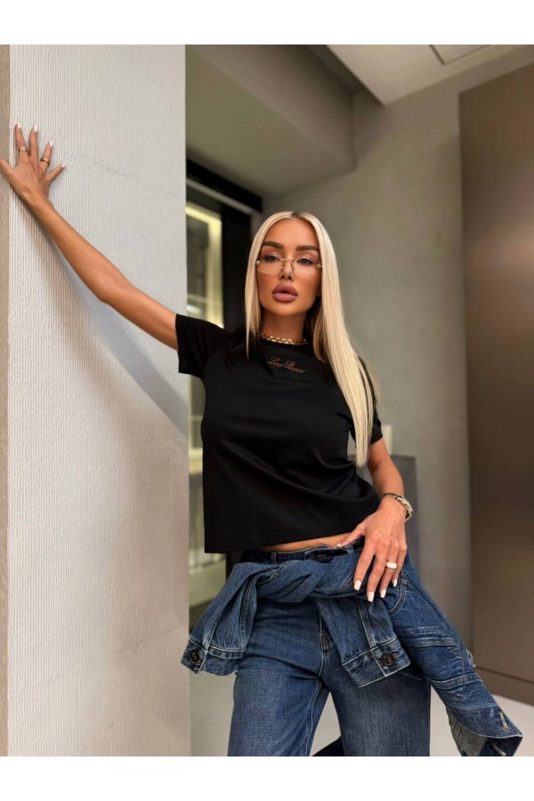 Женская базовая футболка Loro Piana premium - Black