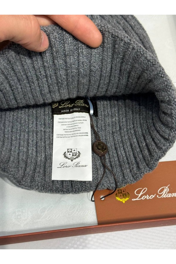 Шапка Loro Piana premium logo-embroidered - Grey