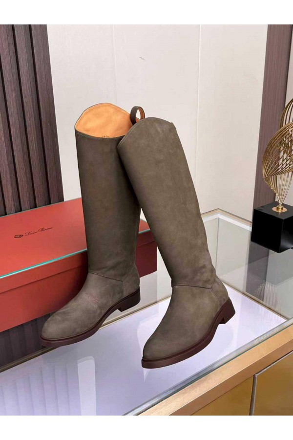 Женские замшевые сапоги Loro Piana premium - Grey