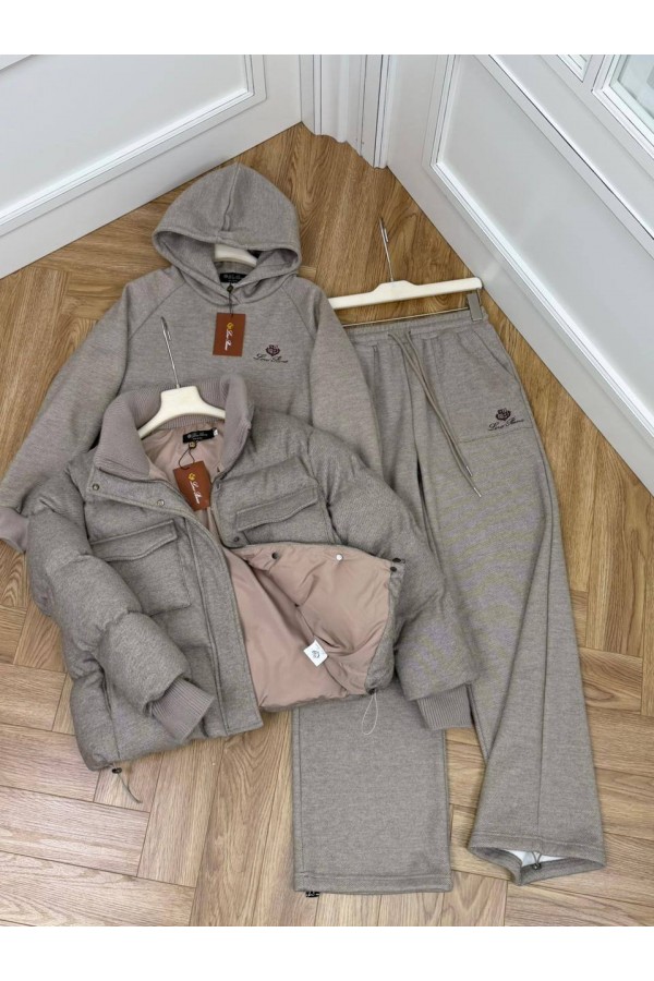 Женский костюм тройка на флисе Loro Piana premium - Beige