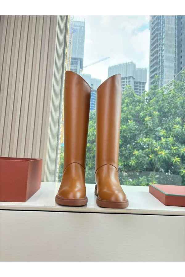 Женские кожаные сапоги Loro Piana premium - Chestnut