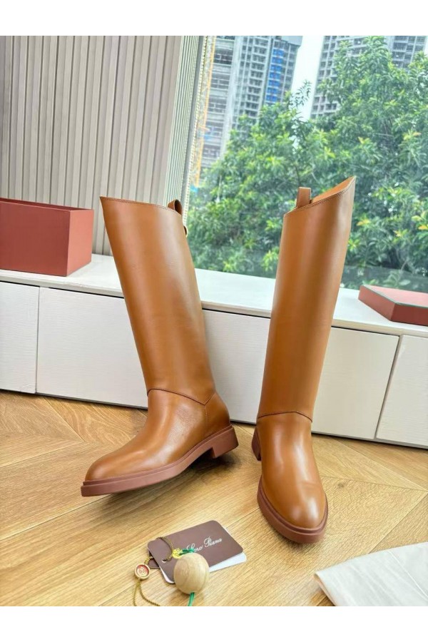 Женские кожаные сапоги Loro Piana premium - Chestnut