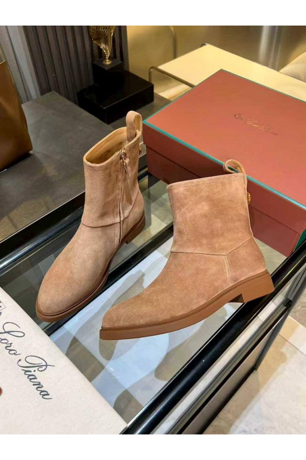 Женские замшевые сапоги Loro Piana premium - Beige