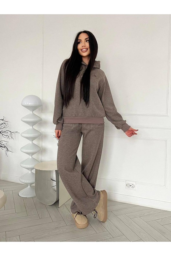 Женский костюм тройка на флисе Loro Piana premium - Brown