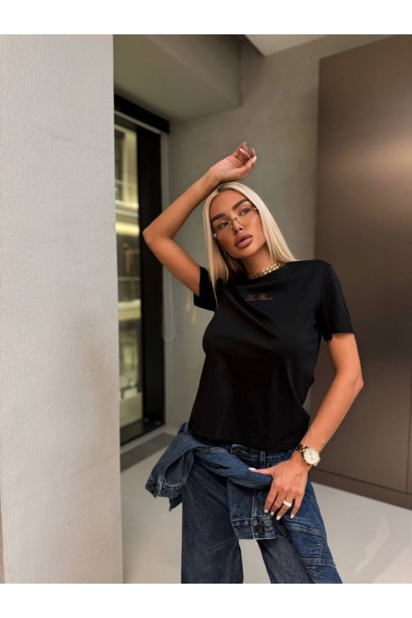 Женская базовая футболка Loro Piana premium - Black