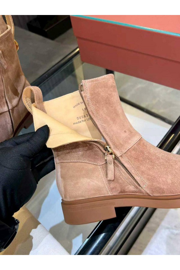 Женские замшевые сапоги Loro Piana premium - Beige