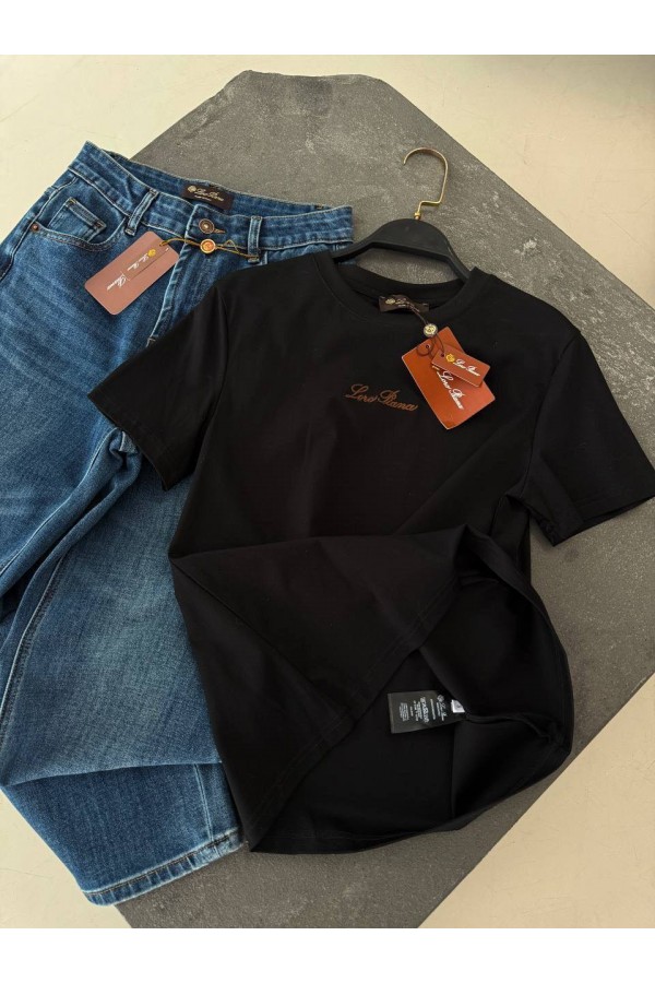 Женская базовая футболка Loro Piana premium - Black