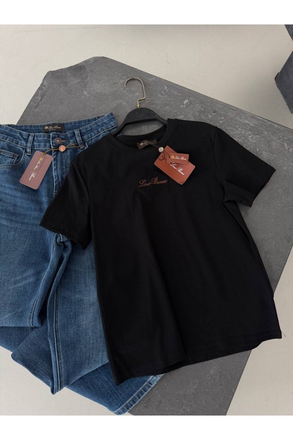 Женская базовая футболка Loro Piana premium - Black