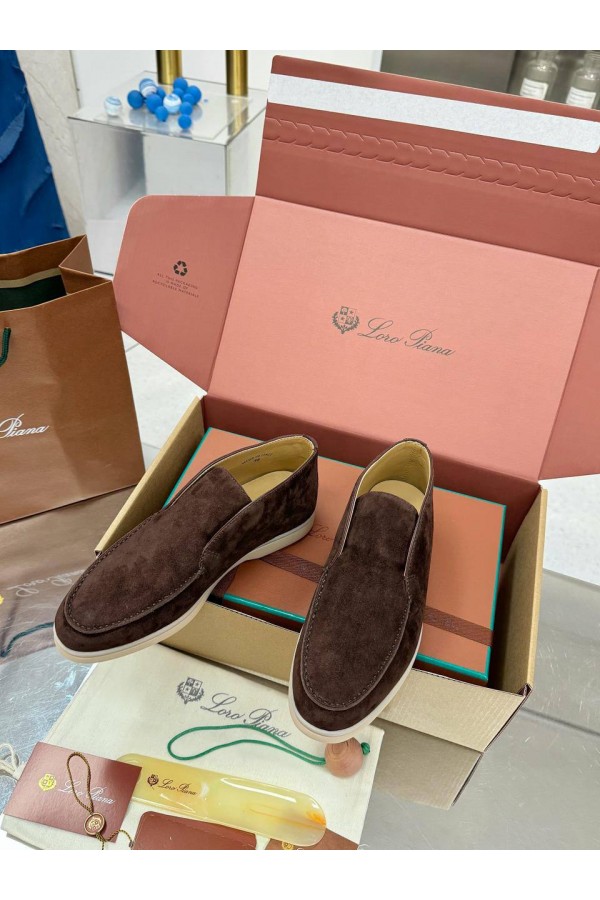 Женские замшевые лоферы Loro Piana premium - Brown