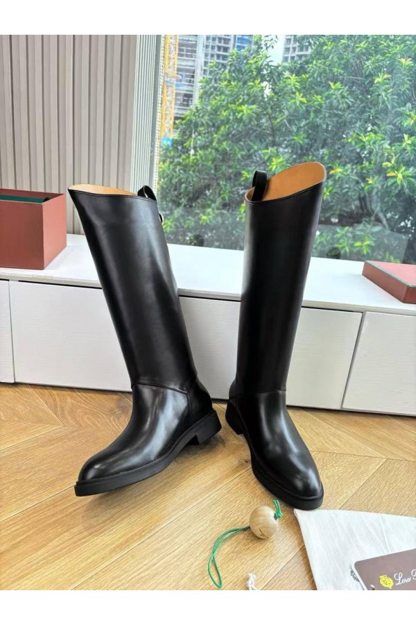 Женские кожаные сапоги Loro Piana premium - Black