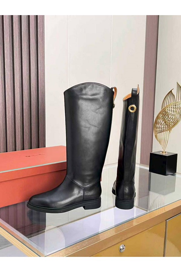 Женские кожаные сапоги Loro Piana premium - Black