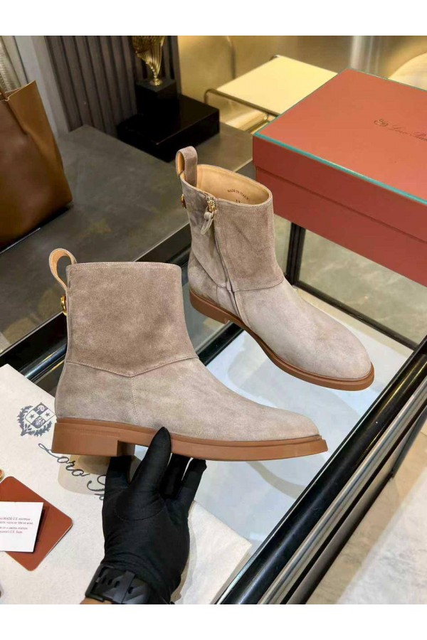 Женские замшевые сапоги Loro Piana premium - Grey