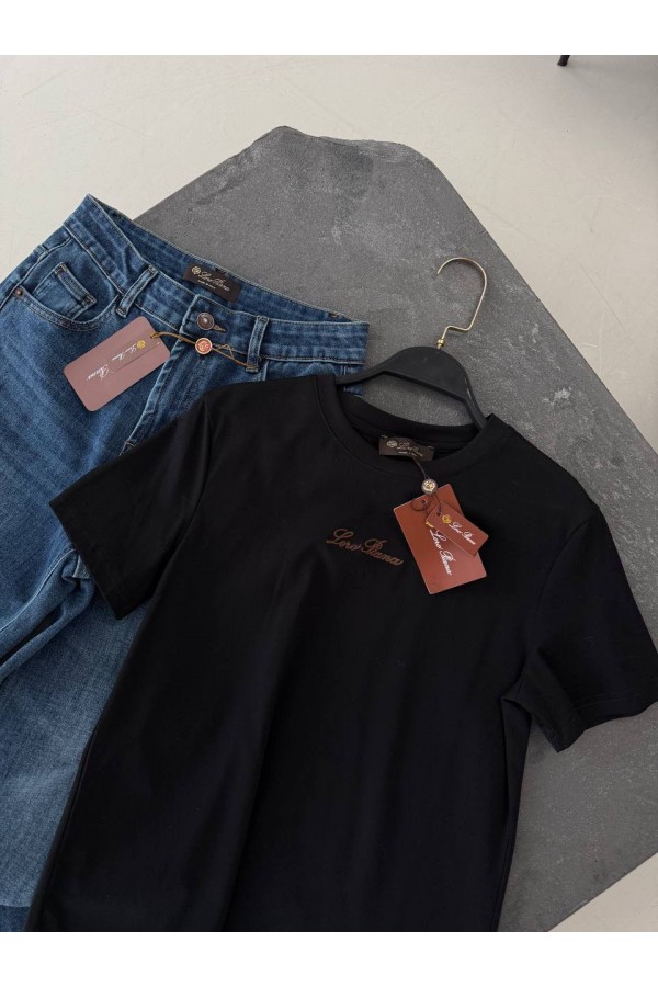 Женская базовая футболка Loro Piana premium - Black