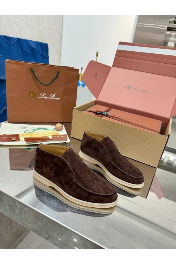Женские замшевые лоферы Loro Piana premium - Brown