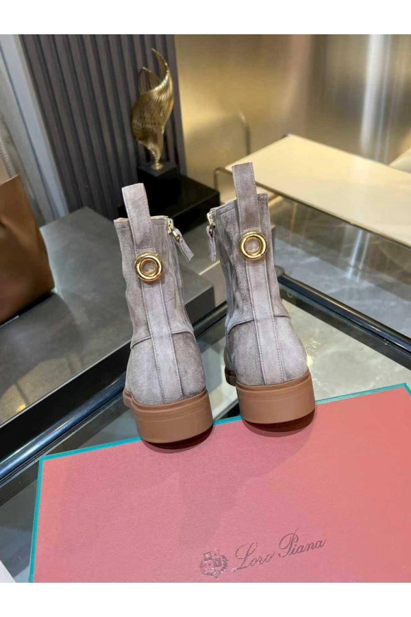 Женские замшевые сапоги Loro Piana premium - Grey