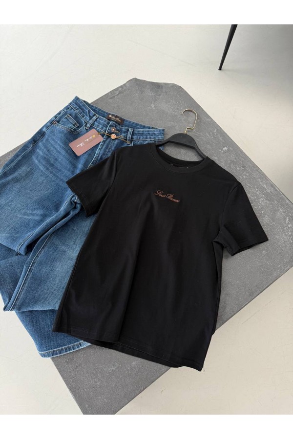 Женская базовая футболка Loro Piana premium - Black