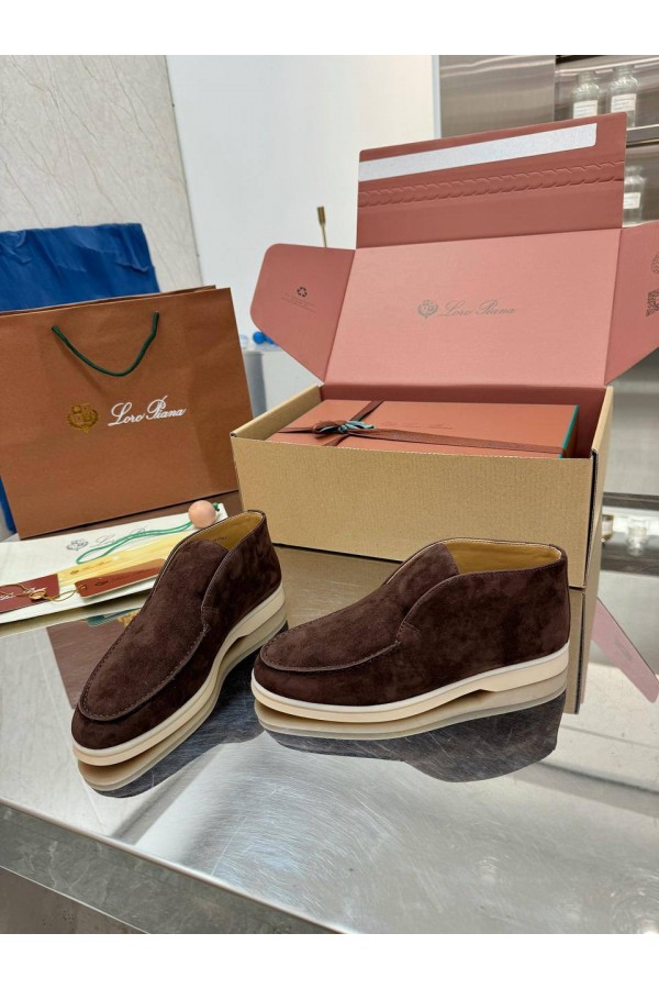 Женские замшевые лоферы Loro Piana premium - Brown
