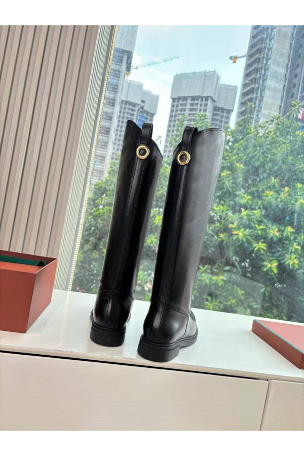 Женские кожаные сапоги Loro Piana premium - Black