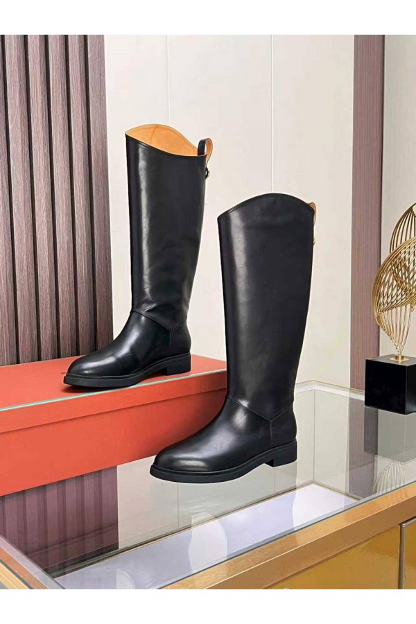 Женские кожаные сапоги Loro Piana premium - Black