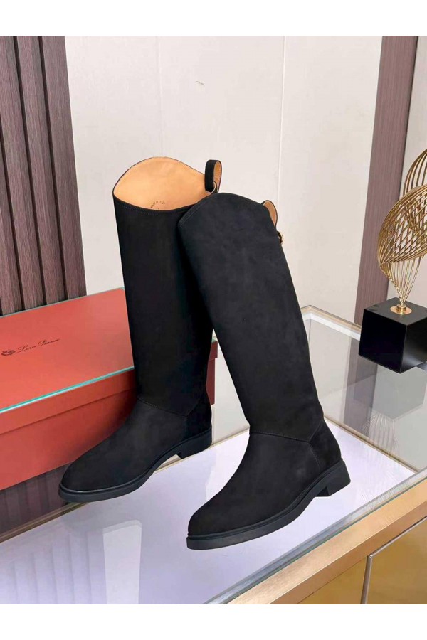 Женские замшевые сапоги Loro Piana premium - Black