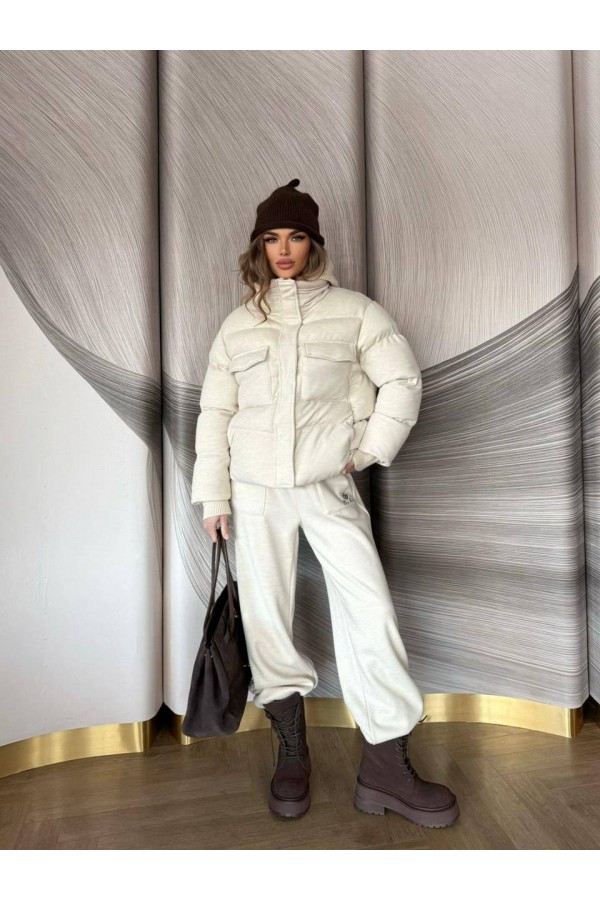 Женский костюм тройка на флисе Loro Piana premium - Beige