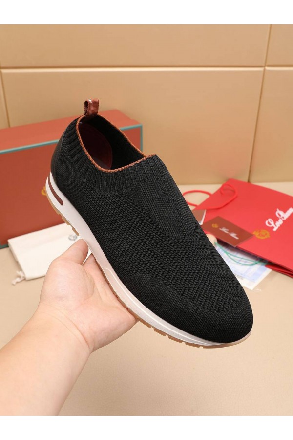 Мужские текстильные кроссовки Loro Piana Lp Flexy Active - Black