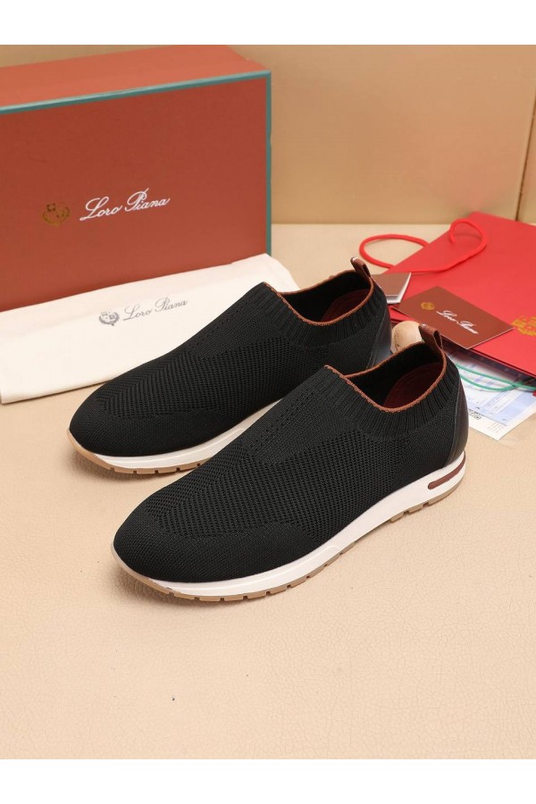 Мужские текстильные кроссовки Loro Piana Lp Flexy Active - Black