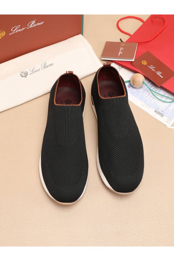 Мужские текстильные кроссовки Loro Piana Lp Flexy Active - Black