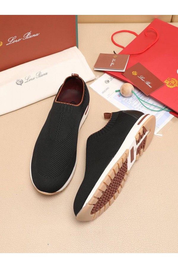 Мужские текстильные кроссовки Loro Piana Lp Flexy Active - Black