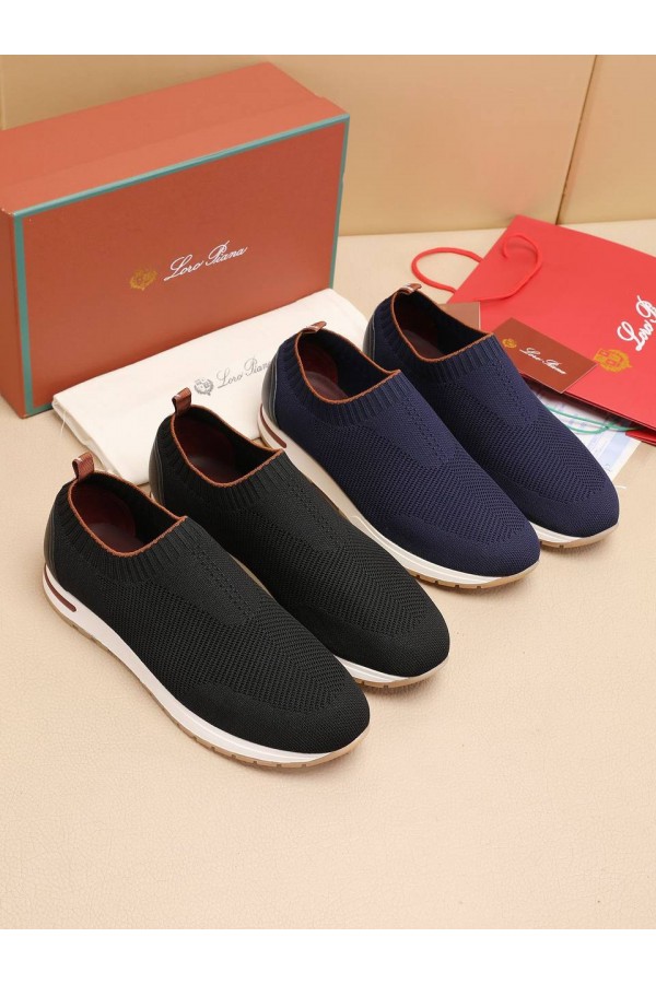 Мужские текстильные кроссовки Loro Piana Lp Flexy Active - Black