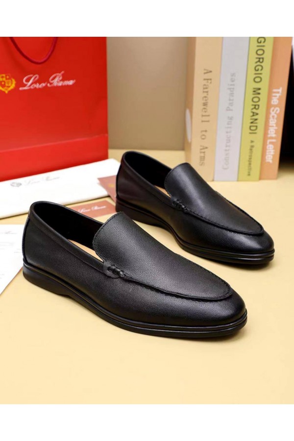 Мужские кожаные лоферы Loro Piana Summer Walk - Black