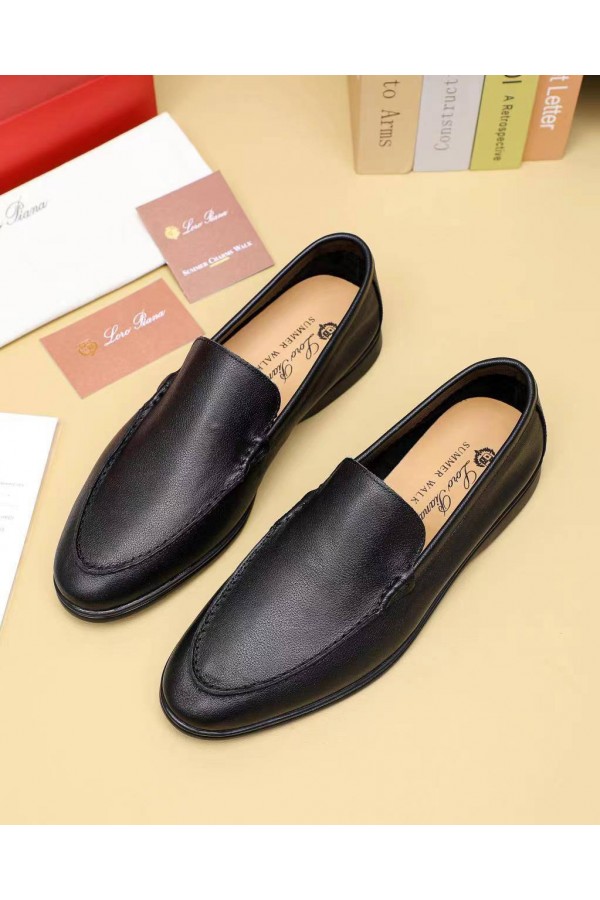 Мужские кожаные лоферы Loro Piana Summer Walk - Black
