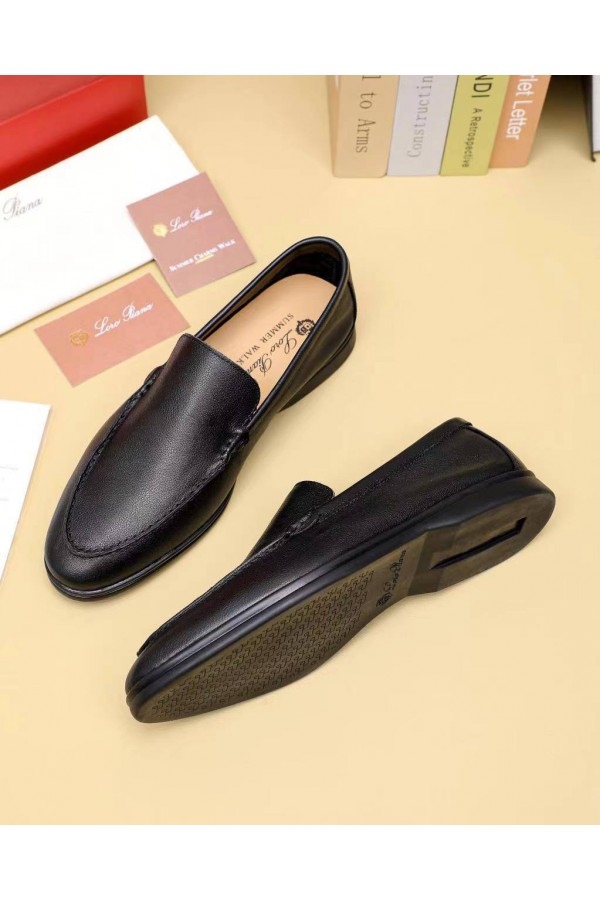 Мужские кожаные лоферы Loro Piana Summer Walk - Black
