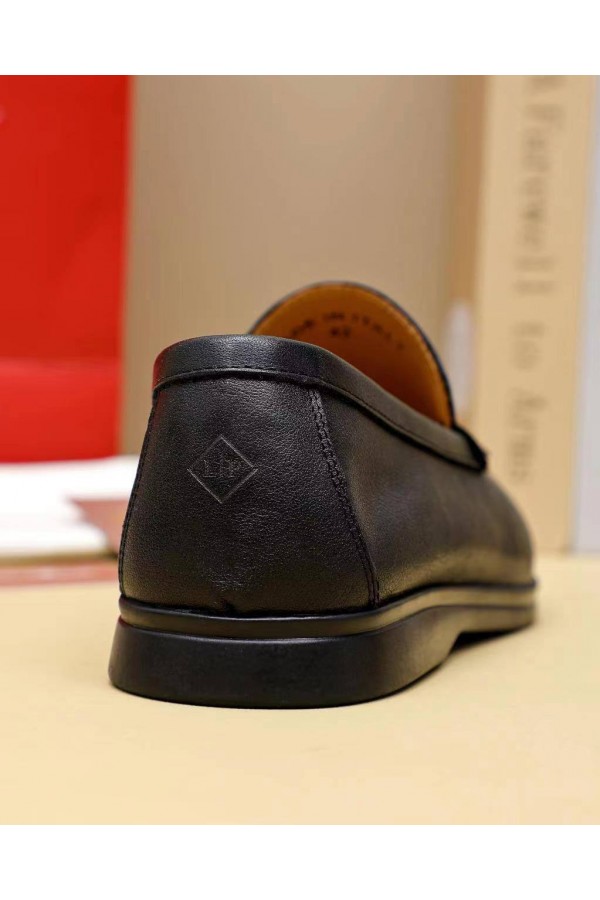 Мужские кожаные лоферы Loro Piana Summer Walk - Black